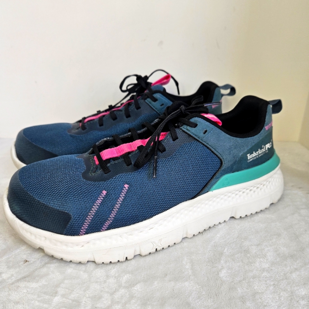 Timberland Pro Setra Steel Toe Womens Shoe Size 8.5W Rebotl Blue Pink